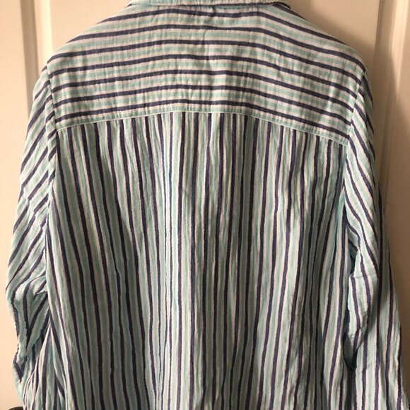 Soft Surroundings Blouse Aqua Blue Stripe Escambia Gauze Tunic Shirt Size 3X - Picture 9 of 13